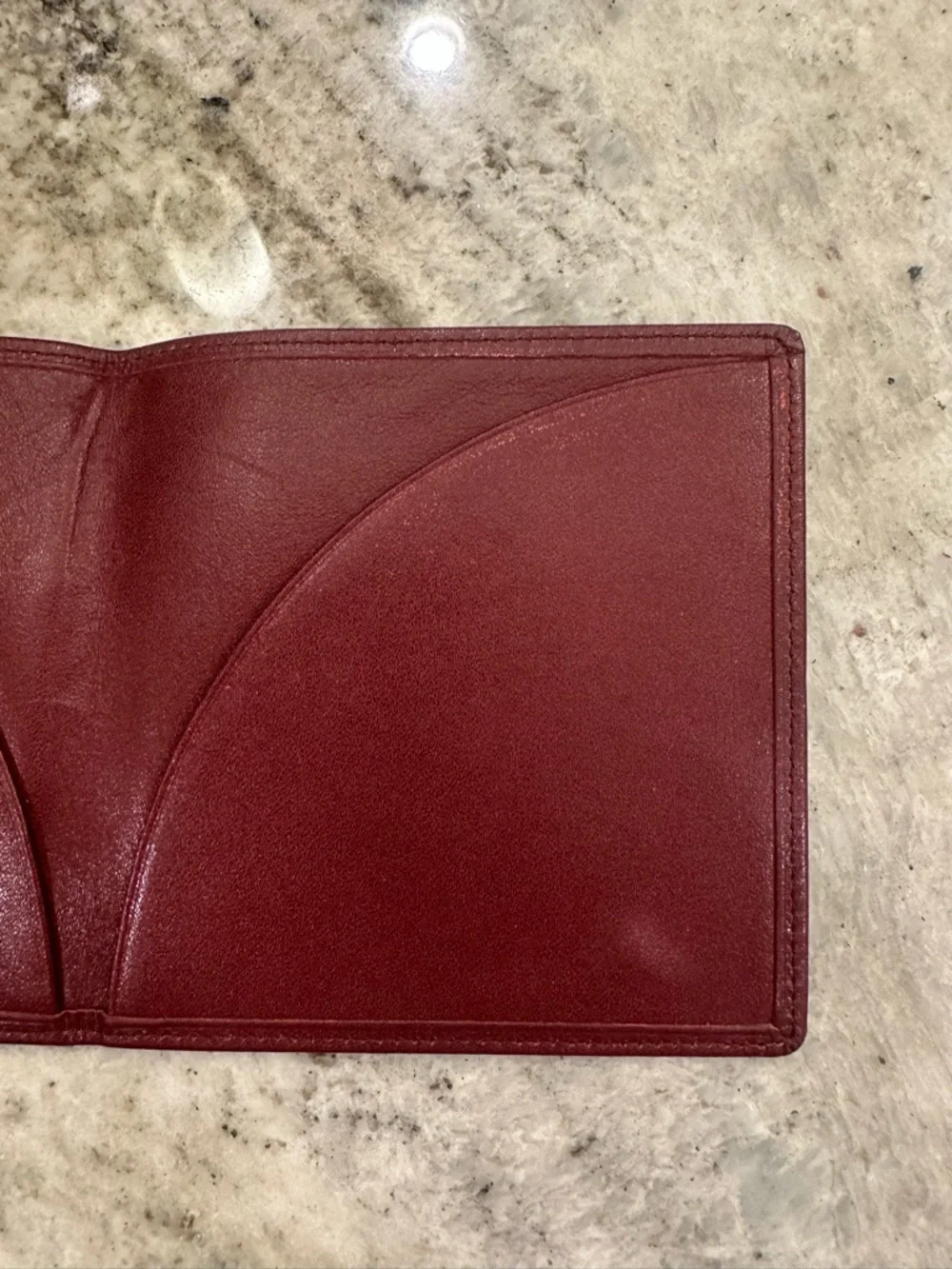 Cartier Burgundy Leather Card Holder with Gold Corners